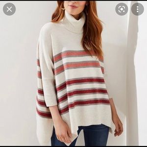 Loft Striper Poncho Sweater